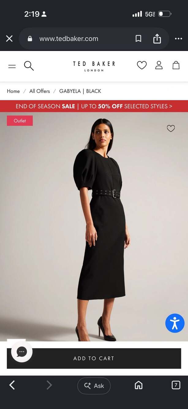 Ted Baker London Gabyela Structured Puff Sleeve Midi Dress With Belt